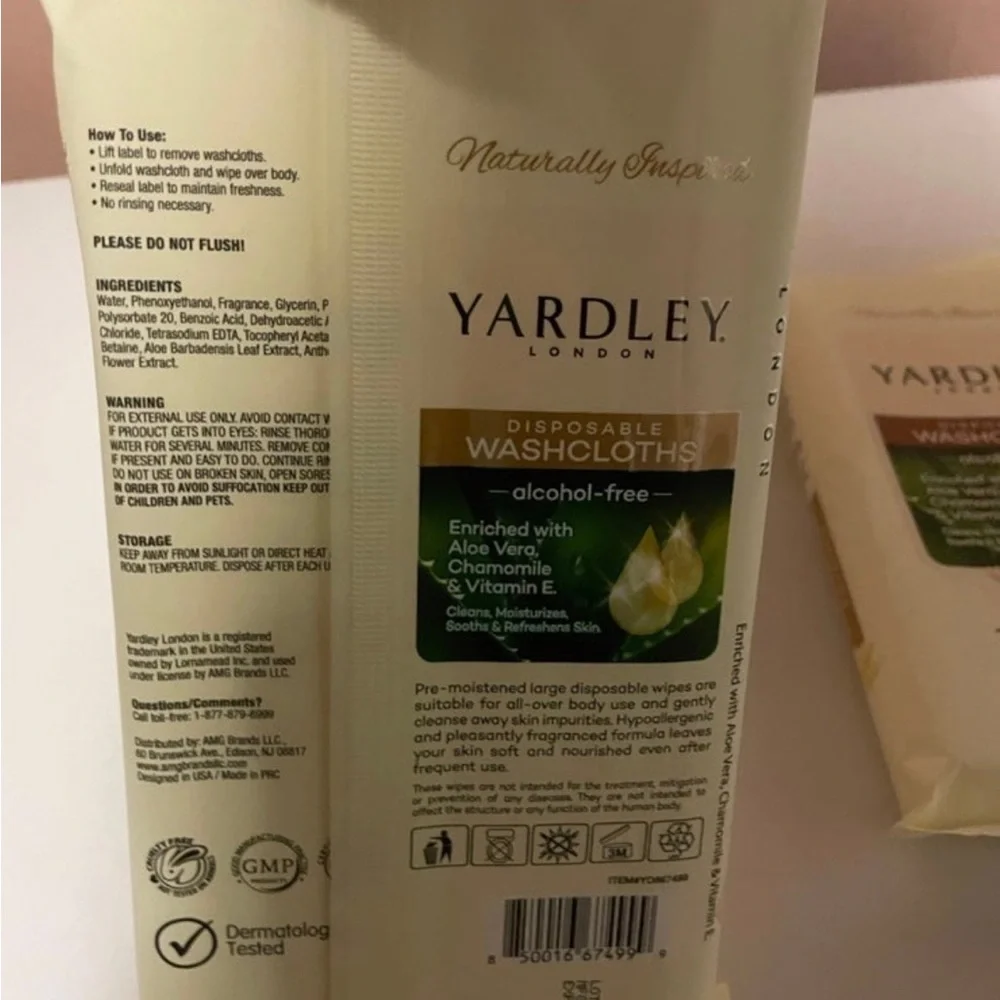 Wash Cloths YARDLEY disposable wash cloths 2 packs of 18